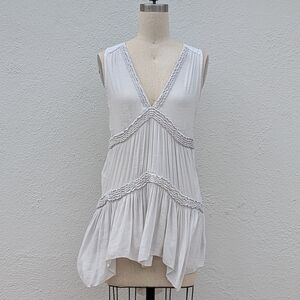 Free People Boho Purple Haze Dove Gray Sleeveless V-Neck Tunic Size Medium